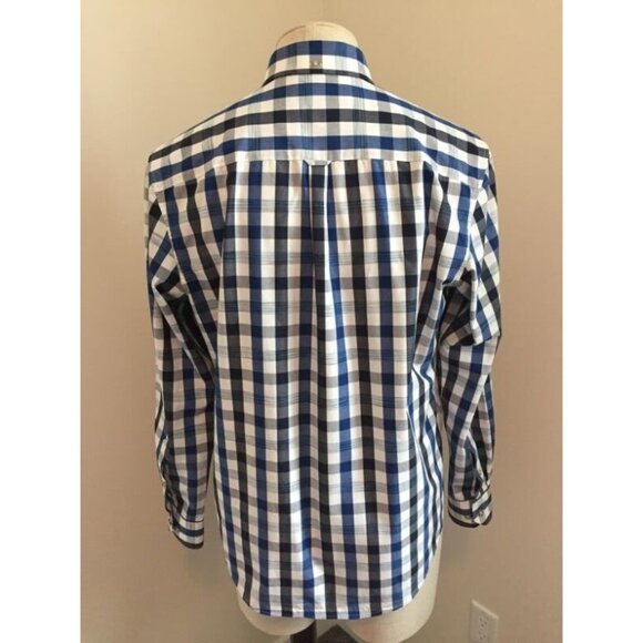 BEN SHERMAN Long Sleeve Shirt Mens Size Large Blue Black & White Plaid EUC - Picture 4 of 5